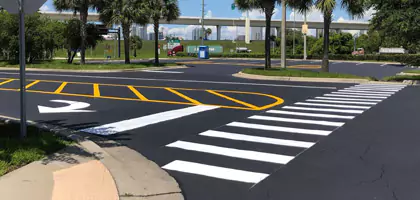 Roadway intersection with new Line Striping photo